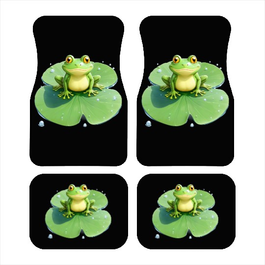 Cheerful Frog on Lily Pad Car Mats