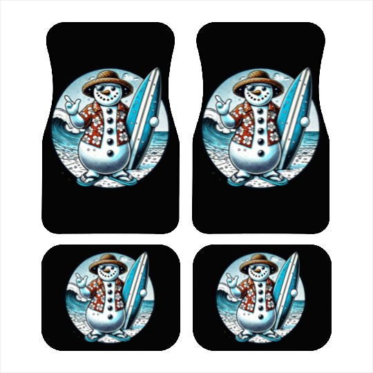 Tropical Christmas Snowman: Surfboard & Sunshine Car Mats