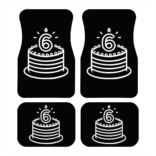 Children 6th Birthday cake Kid Vector path20 Car Mats