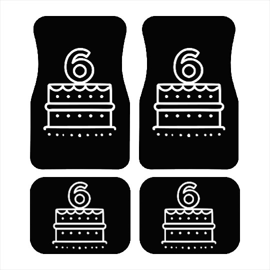 Children 6th Birthday cake Kid Vector path18 Car Mats