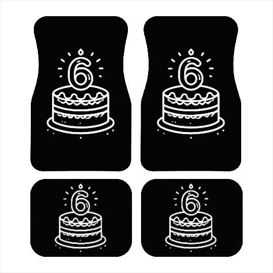 Children 6th Birthday cake Kid Vector path21 Car Mats