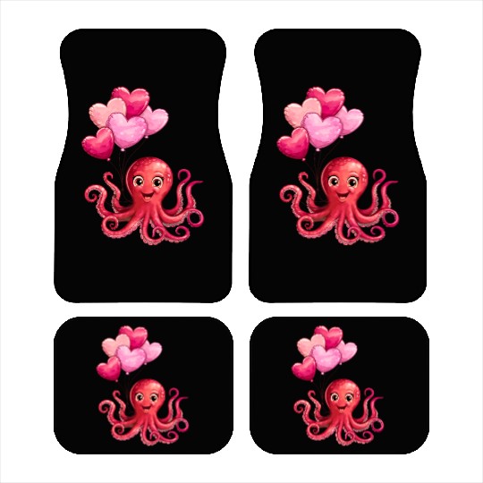 Octopus With Heart Balloons Valentines Day Octopus Car Mats