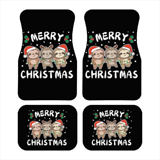Merry Christmas Cute Sloth Festive Lights Sloth Car Mats