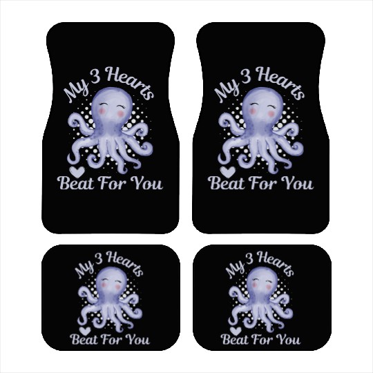 Octopus Valentine s Day Gift My 3 Hearts Beat for Car Mats