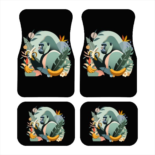 Proud gorilla with banana in tropical surroundings Car Mats