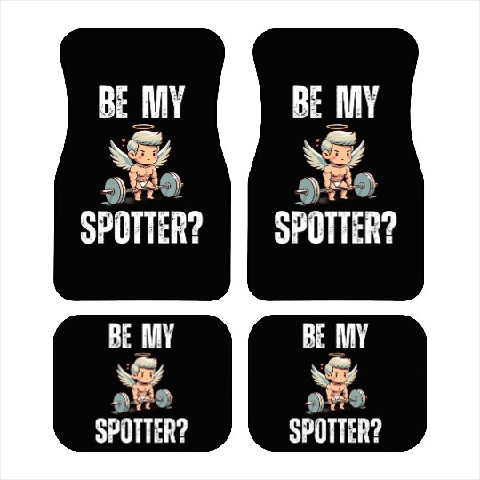 Be my spotter? funny Valentine's day muscle cupid Car Mats