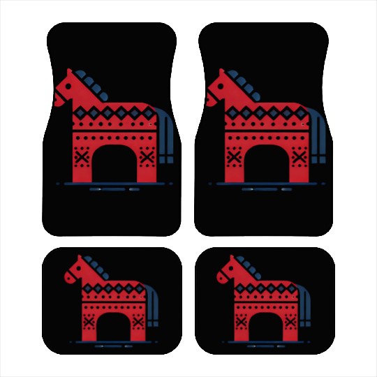 Minimalist Red Nordic Dala Horse Design Car Mats