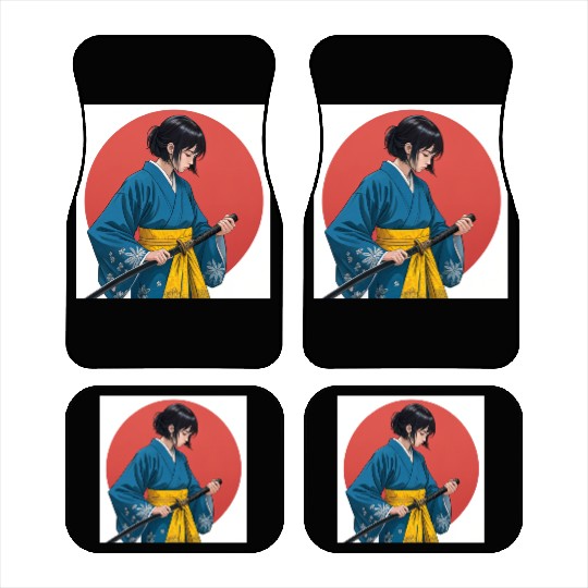 Blossom and Blade: Kimono-Clad Warrior Girl, Japan Car Mats