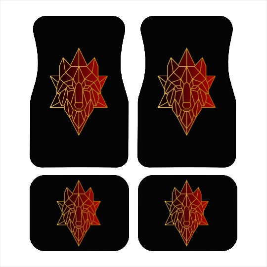 Geometric wolf animals gold and red gradient cool Car Mats