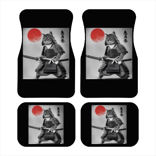 Kawaii Japanese Samurai Cat Vintage Japanese Cat Car Mats