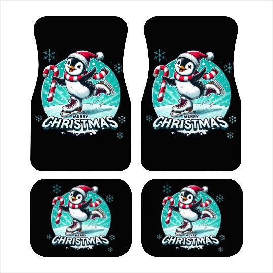 Penguin Ice Skating Christmas Fun Car Mats