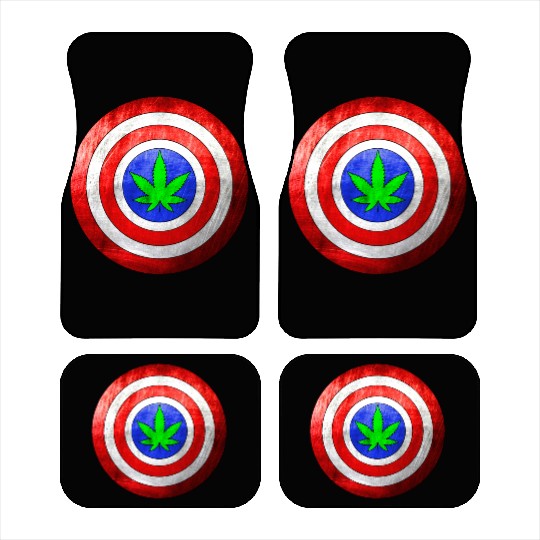 Captain Cannabis Shield Red White Blue and Green Car Mats