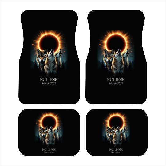 Three Wolves and Solar Eclipse, Forest Wolf Animal Car Mats