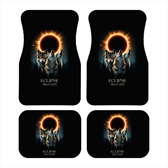 Three Wolves and Solar Eclipse, Forest Wolf Animal Car Mats