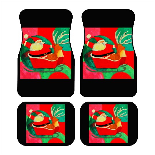Santa Claus Riding Sleigh Christmas Car Mats