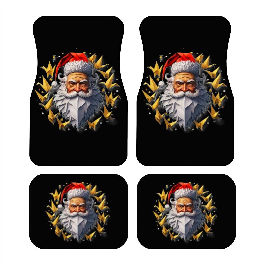 Festive Santa Claus Unique Holiday Design Santa Car Mats