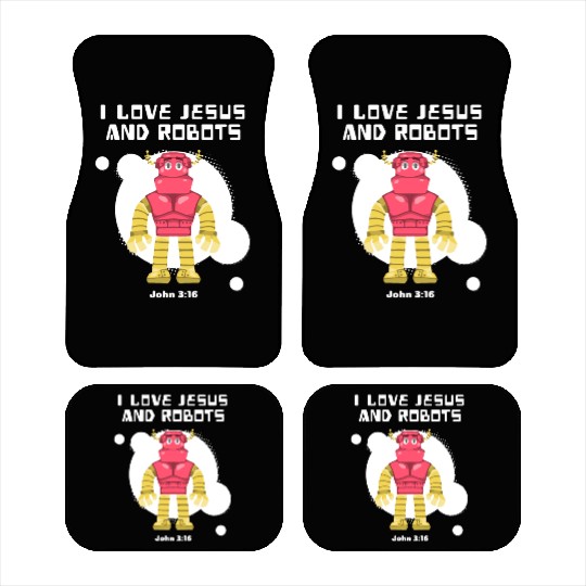 I Love Jesus and Robots, John 3:16 Car Mats