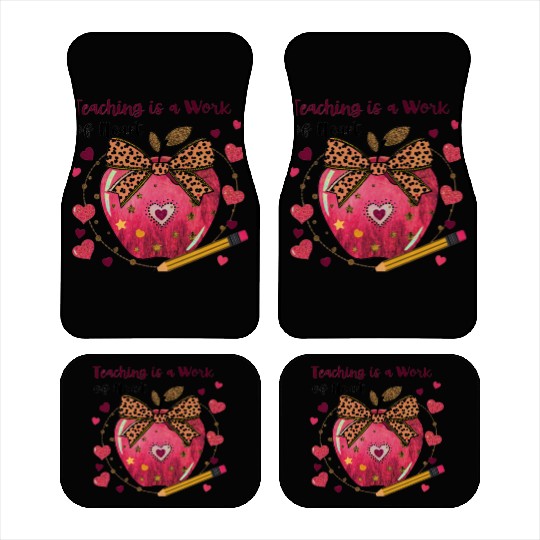 Teacher Coquette Bow Valentine Apple Car Mats