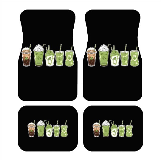 Coffee Latte Green Cute Irish St Patrick's Day Car Mats