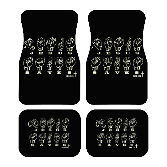 ASL Sign Language, Jesus Saves, John 3:16 Car Mats