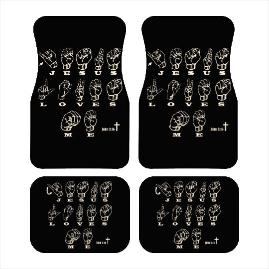 ASL Sign Language, Jesus Loves Me, John 3:16 Car Mats