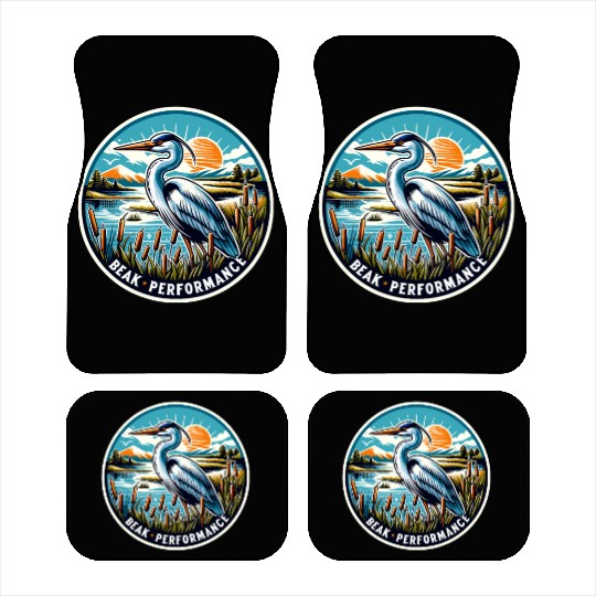 Great Blue Heron Beak Performance Retro Car Mats