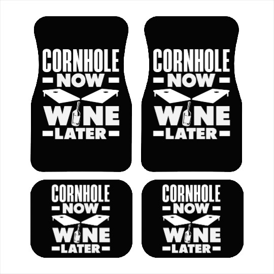 Cornhole Now Wine Later Fun Game Vibes Car Mats