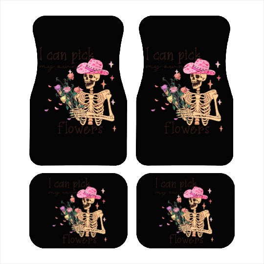 Funny Cowboy Skeleton with Flowers Car Mats