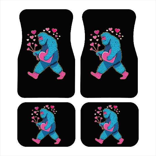 Bigfoot Heart Valentine's Day Boys Girls Kids Lov Car Mats