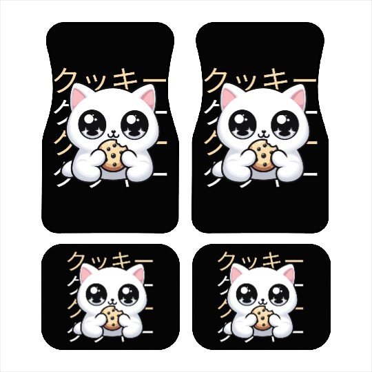 Cute Cat Japanese Kawaii Anime Cat with Cookie Car Mats