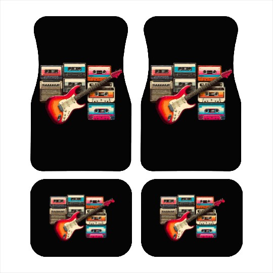 Old guitar and old cassette tape Car Mats
