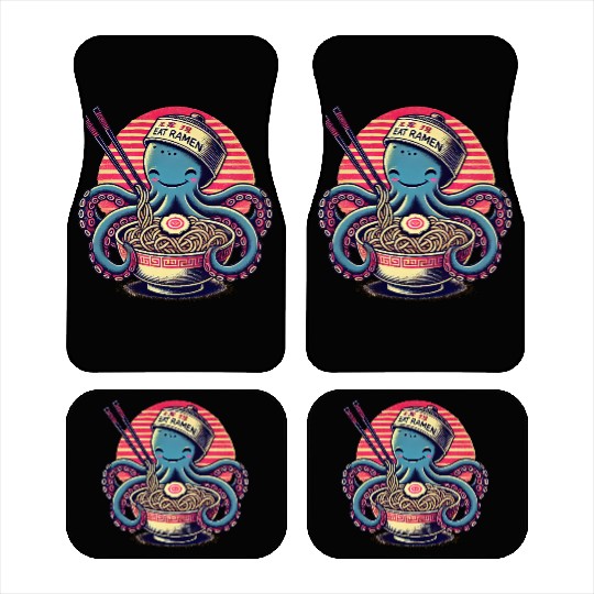 cute monster octopus eat ramen japanese style Car Mats