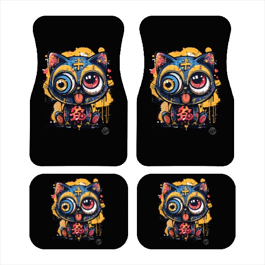 Psycho Lucky Cat – Glitch Meow Madness Car Mats