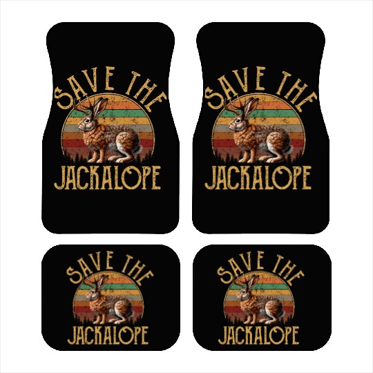 Save The Jackalope, Vintage Retro Camping Lover Ja Car Mats