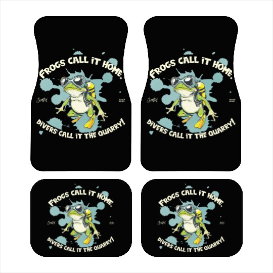 Diver Frog With Saying Home Meets Quarry Pond Car Mats
