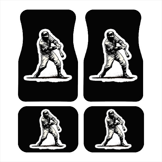Baseball Player Black And White Car Mats