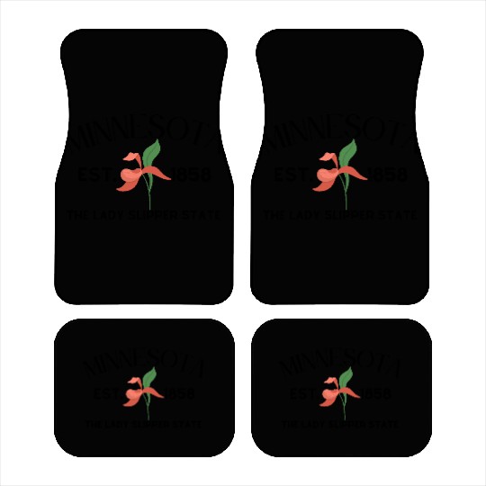Elegant Pink and Green Floral Illustration Car Mats