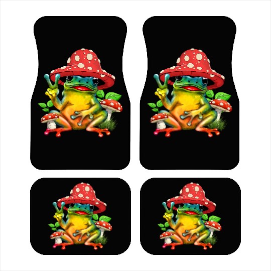 Cottagecore Aesthetic Cute Mushroom Hat Frog Lover Car Mats