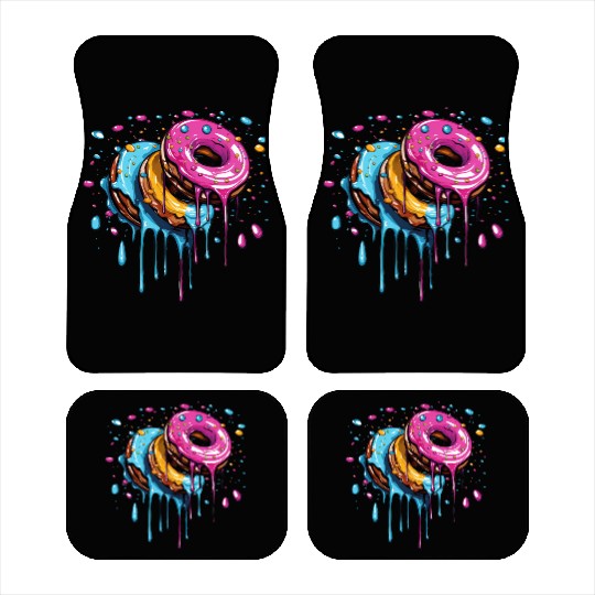 drippy flying donuts graphic design Car Mats