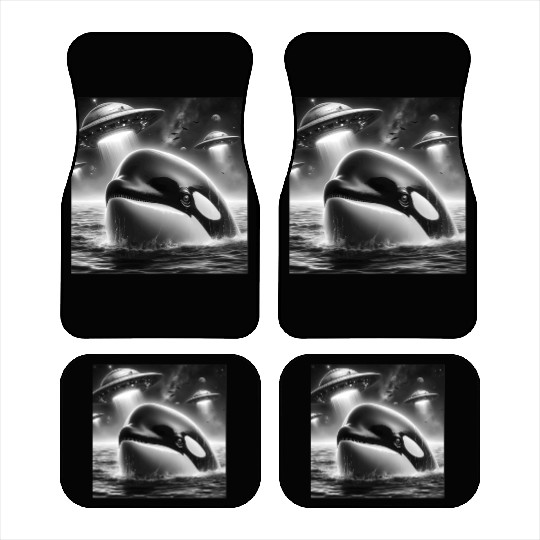 Killer whale Funny Graphic Selfie with UFOs Weird Car Mats