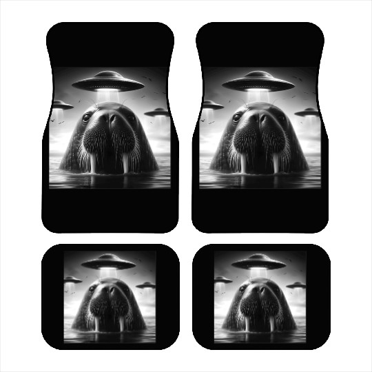 Walrus Sea lion Funny Graphic Selfie with UFOs Wei Car Mats