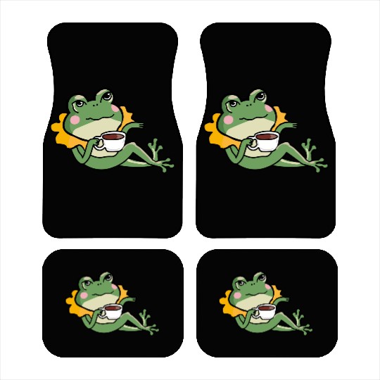 Relaxing Green Frog coffee Lover Car Mats - Unique