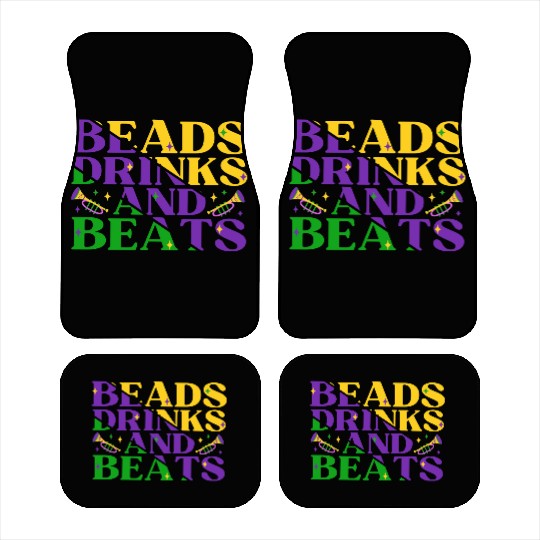 Beads Drinks Beats Mardi Gras Car Mats
