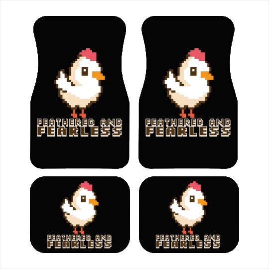 Feathered and Fearless: Bold 8-Bit Chicken Car Mats