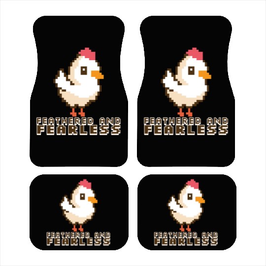 Feathered and Fearless: Bold 8-Bit Chicken Car Mats