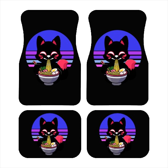 Cat Eating Ramen Noodles Kawaii Anime Japanese Car Mats