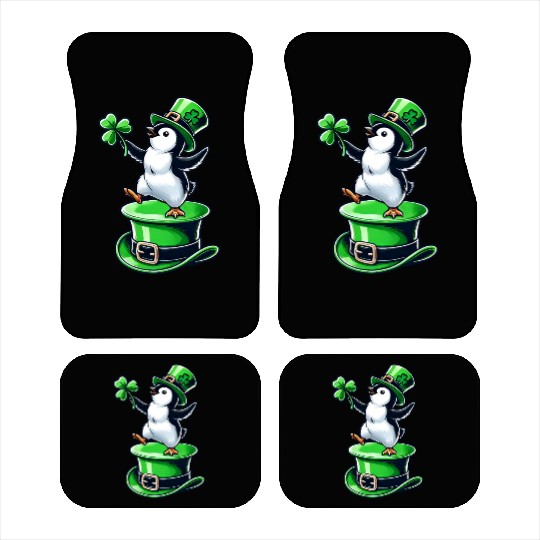 St. Patrick's Day Penguin top hat dancing clover Car Mats