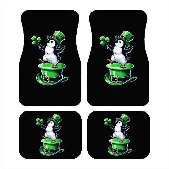 St. Patrick's Day Penguin top hat dancing clover Car Mats