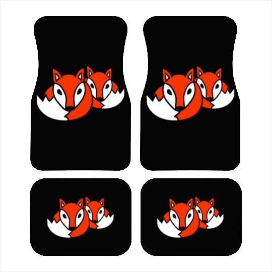 2 Foxes Friends Red Fox Two Wild Animals Team Crew Car Mats