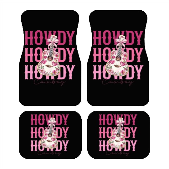 Howdy Howdy Cowboy Pink Guitar Car Mats